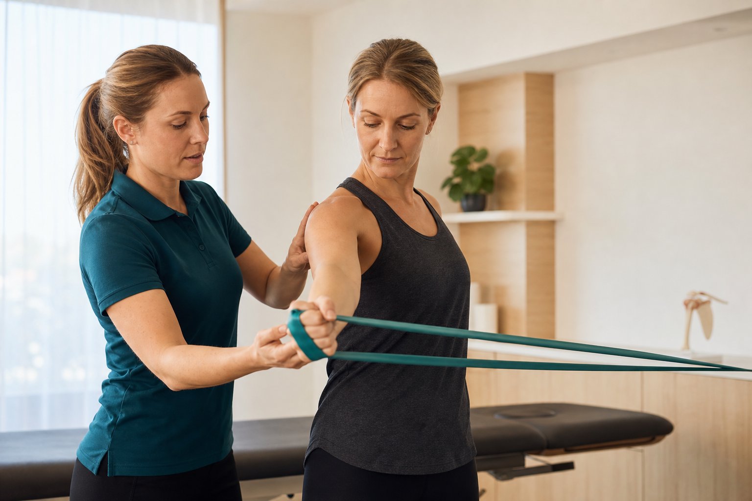 Active physiotherapy shoulder rehabilitation session